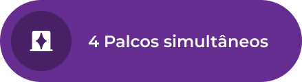 Ícone de um palco ao lado do texto "quatro palcos simultâneos"